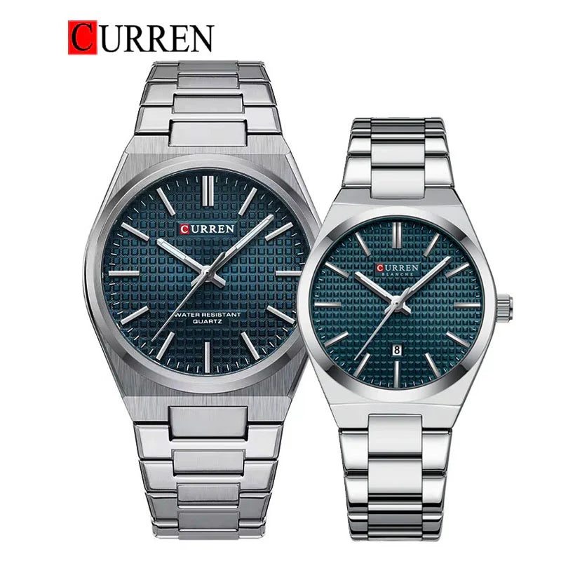 Stainless Curren Athen couples watch